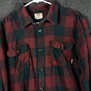 Vans Plaid  Flannel Shirt Classic Fit Mens L Red Black Grunge Skater 90s
